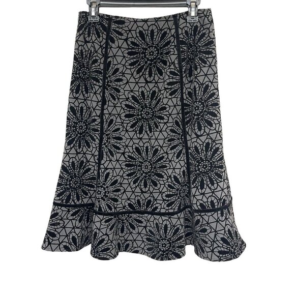East 5th Velvet Burnout Floral design A-Line Skirt Ruffle Hem Gray/Black Size 6 - Picture 3 of 7